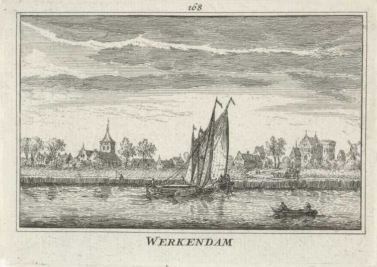 Gezicht op Werkendam Abraham Rademaker RIjksstudio 1727 - 1733