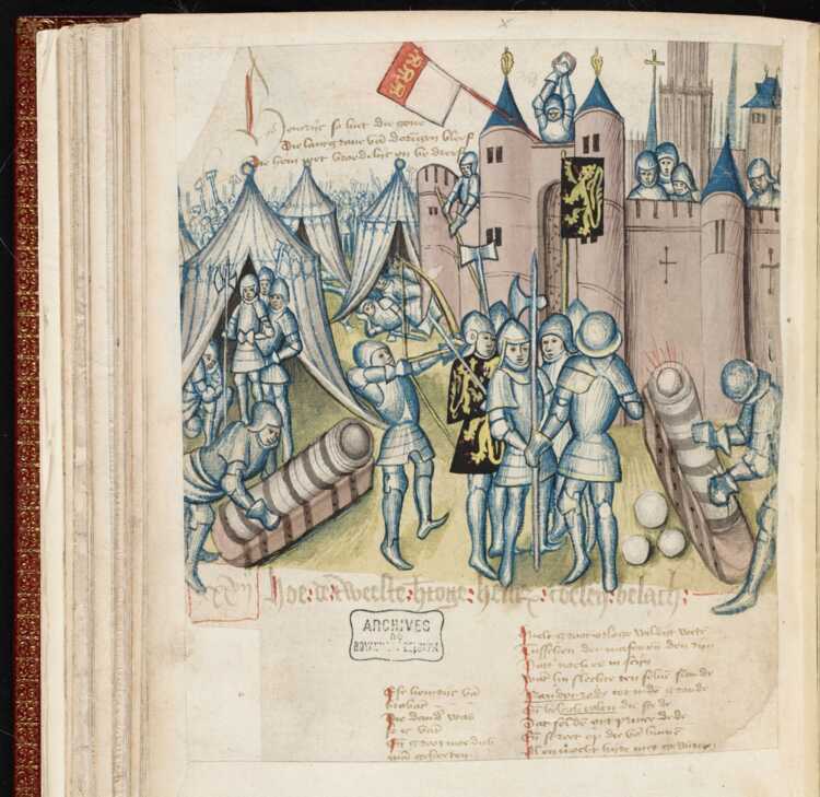 Het beleg van Keulen door Hendrik II met fictieve kanonnen, Brabantse yeesten
