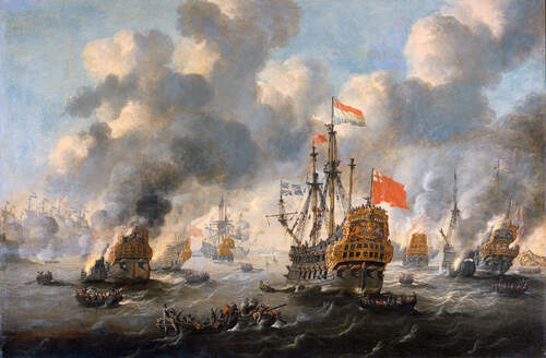 Het verbranden van de Engelse vloot voor Chatham 20 juni 1667(Peter van de Velde).jpg
