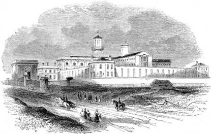 Een tekening van Pentonville Prison in 1842, gepubliceerd in The Illustrated London News. (Bron: onbekend, The Illustrated London News)